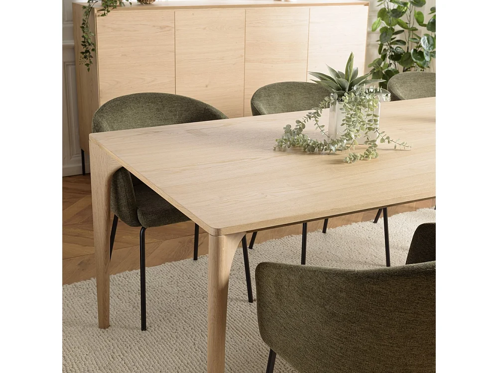 MAXENCE - Table à manger ext. 240/292cm pieds en bois de chêne massif