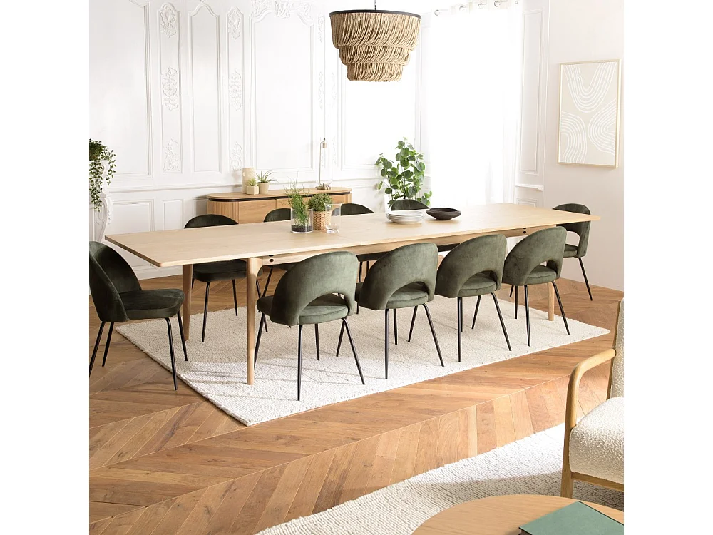 MAXENCE - Table à manger ext. 250/350x100cm naturelle pieds chêne MAXENCE