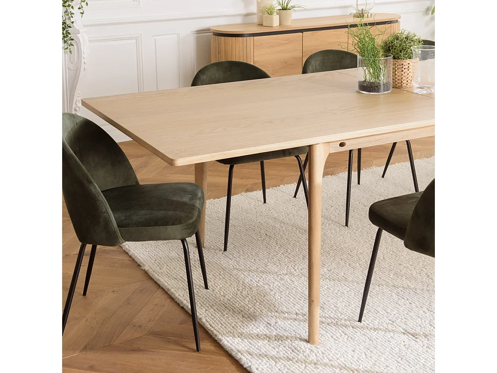 MAXENCE - Table à manger ext. 250/350x100cm naturelle pieds chêne MAXENCE