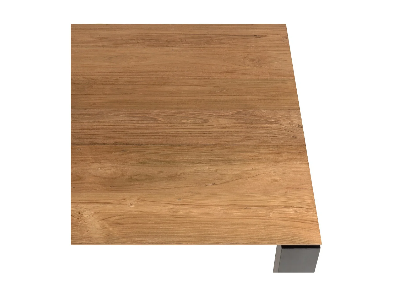 MAXENCE - Table à manger ext. 250/350x100cm teck recyclé pieds métal MAXENCE