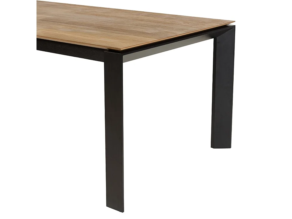 MAXENCE - Table à manger ext. 250/350x100cm teck recyclé pieds métal MAXENCE