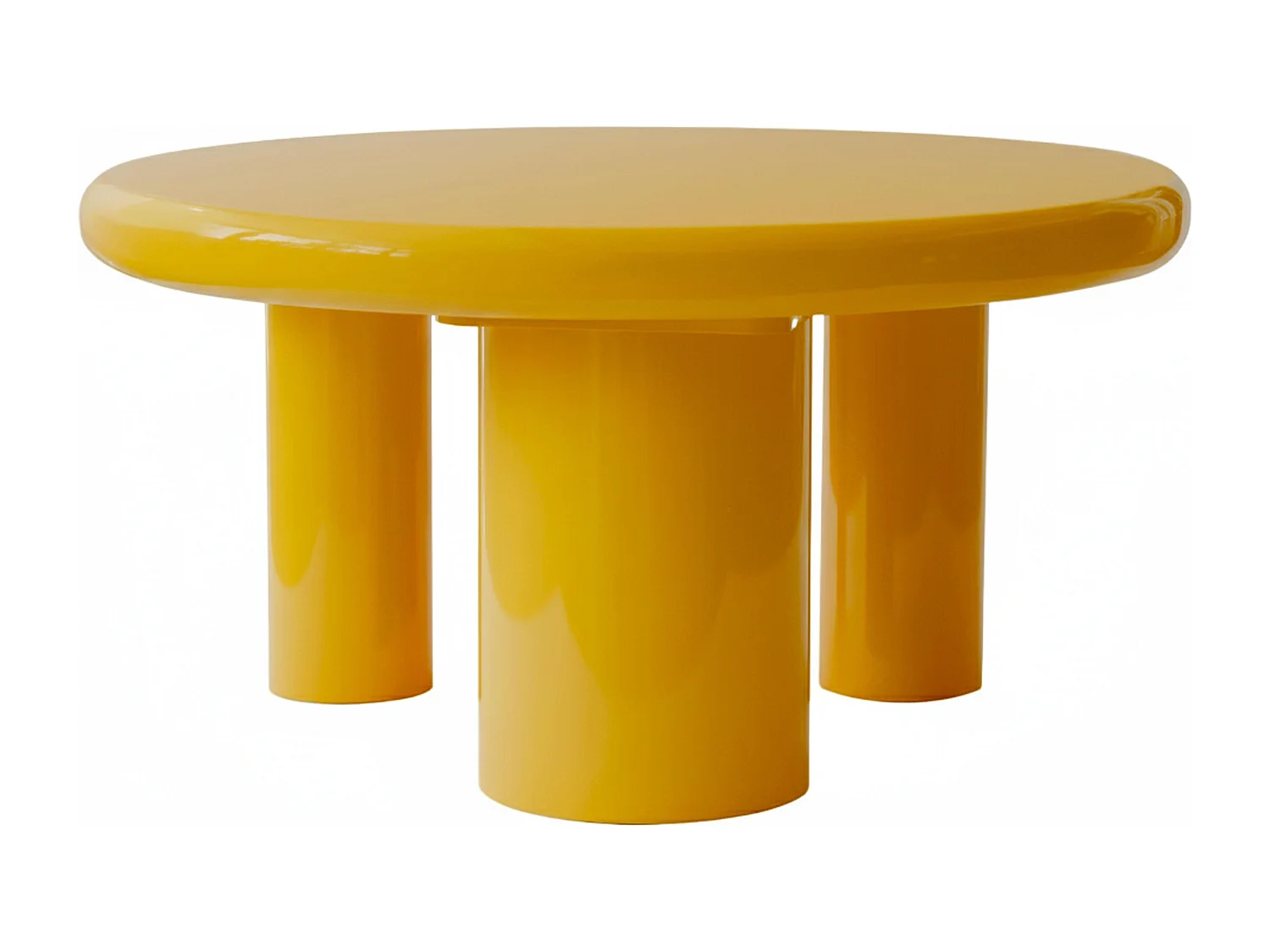 Ronde salontafel 100 cm in geel gelakt MDF