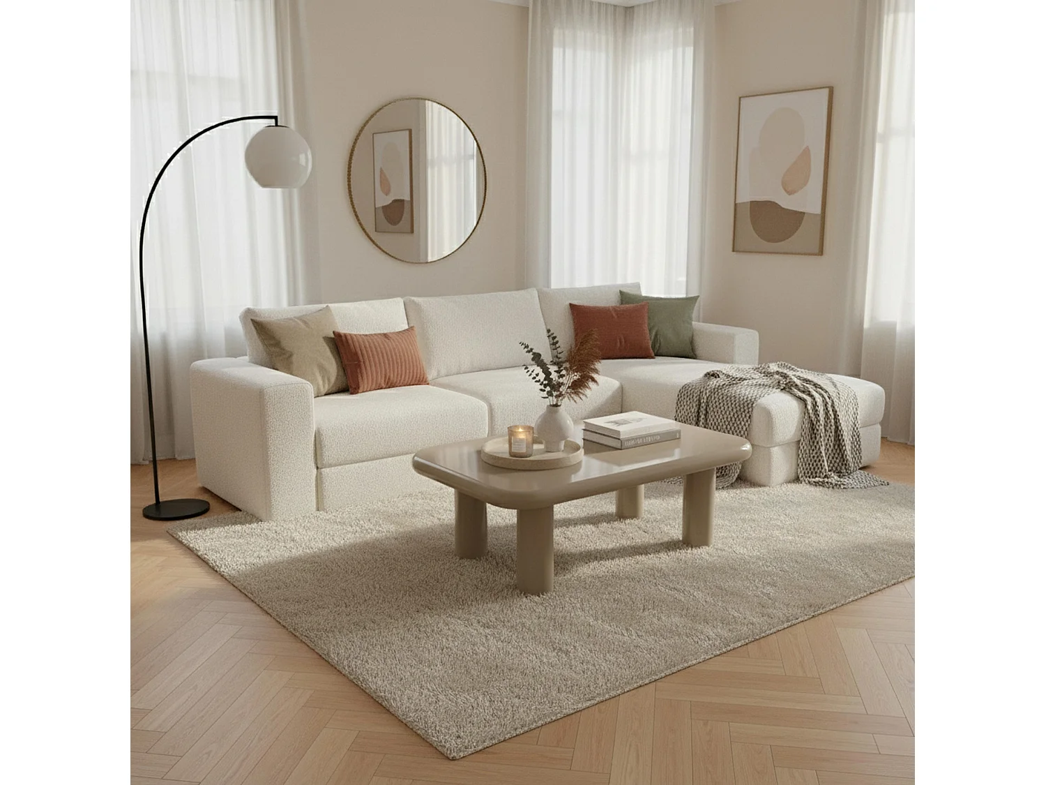 Rechthoekig salontafel 100 cm in taupe gelakt MDF