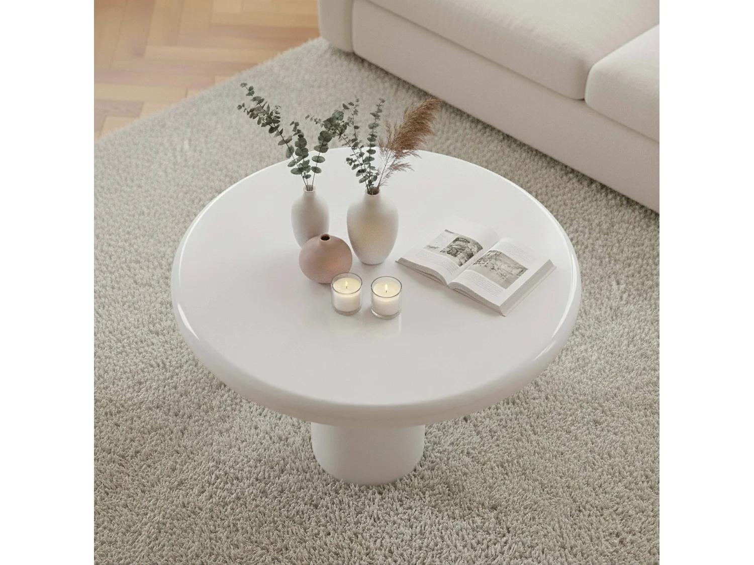 Ronde salontafel 100 cm in wit gelakt MDF