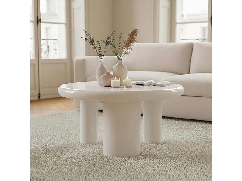 Ronde salontafel 100 cm in wit gelakt MDF