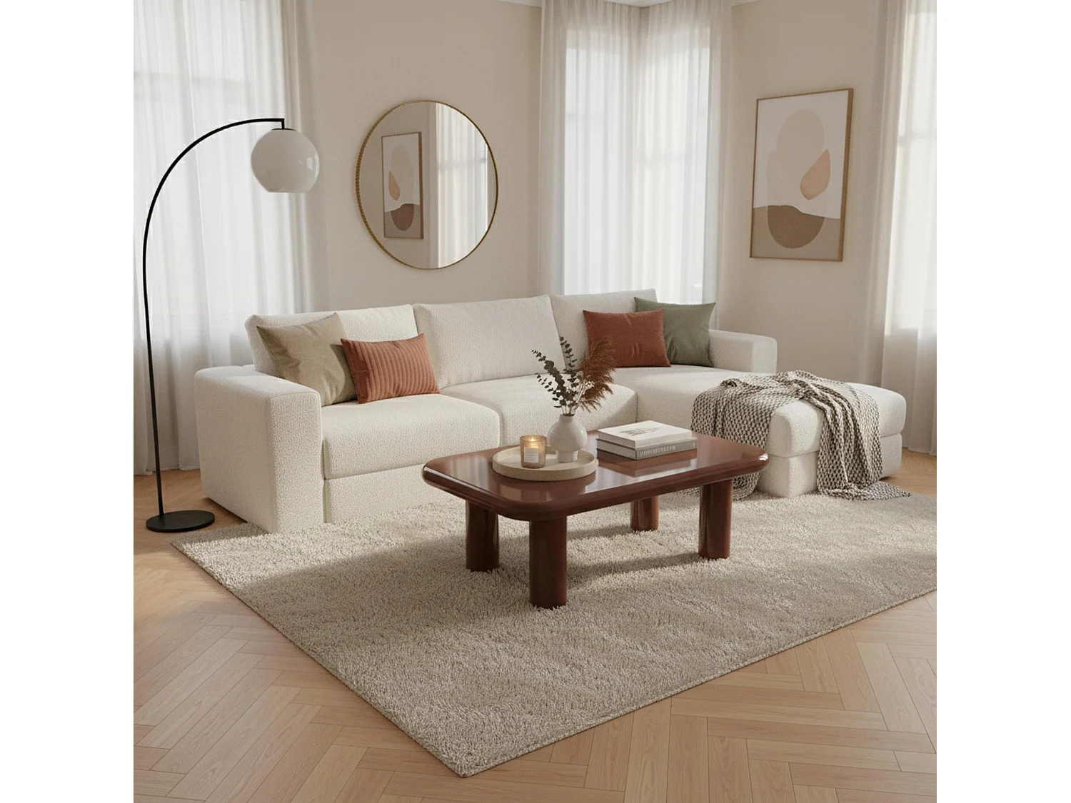 Rechthoekig salontafel 100 cm in bordeauxrood gelakt MDF