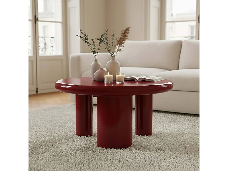 Ronde salontafel 100 cm in rood gelakt MDF