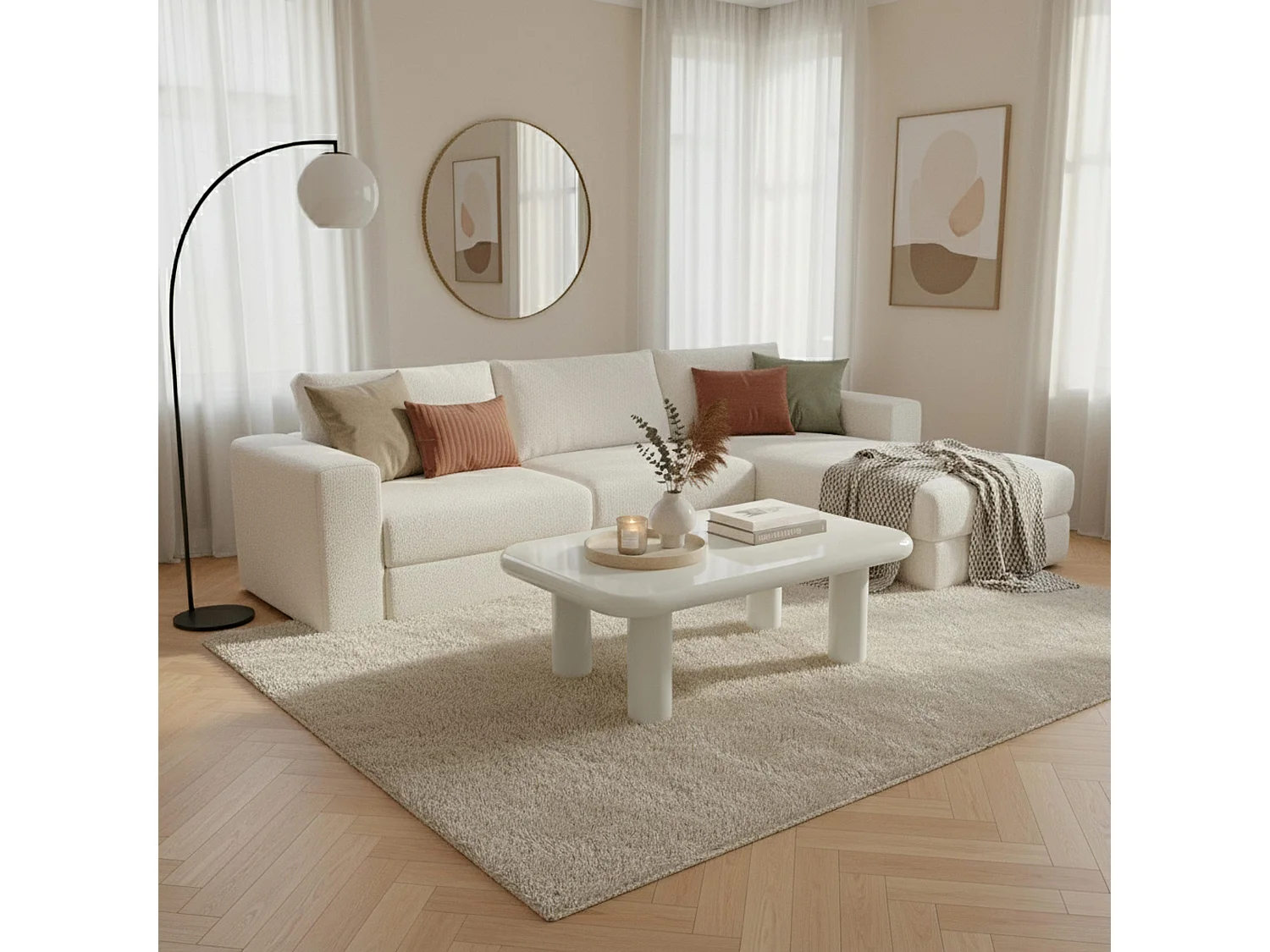 Rechthoekig salontafel 100 cm in wit gelakt MDF