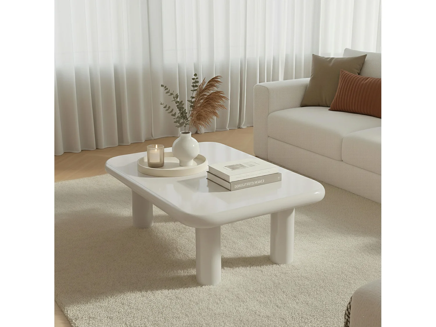 Rechthoekig salontafel 100 cm in wit gelakt MDF