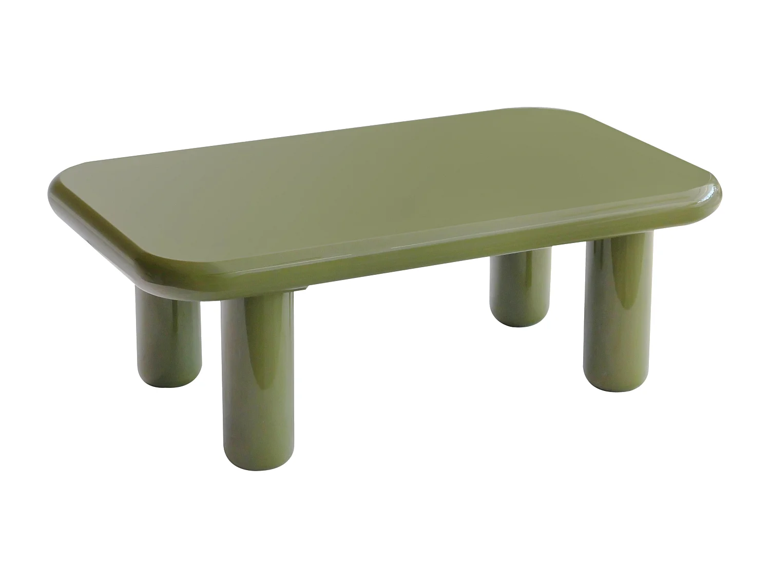 Rechthoekig salontafel 100 cm in olijfgroen gelakt MDF