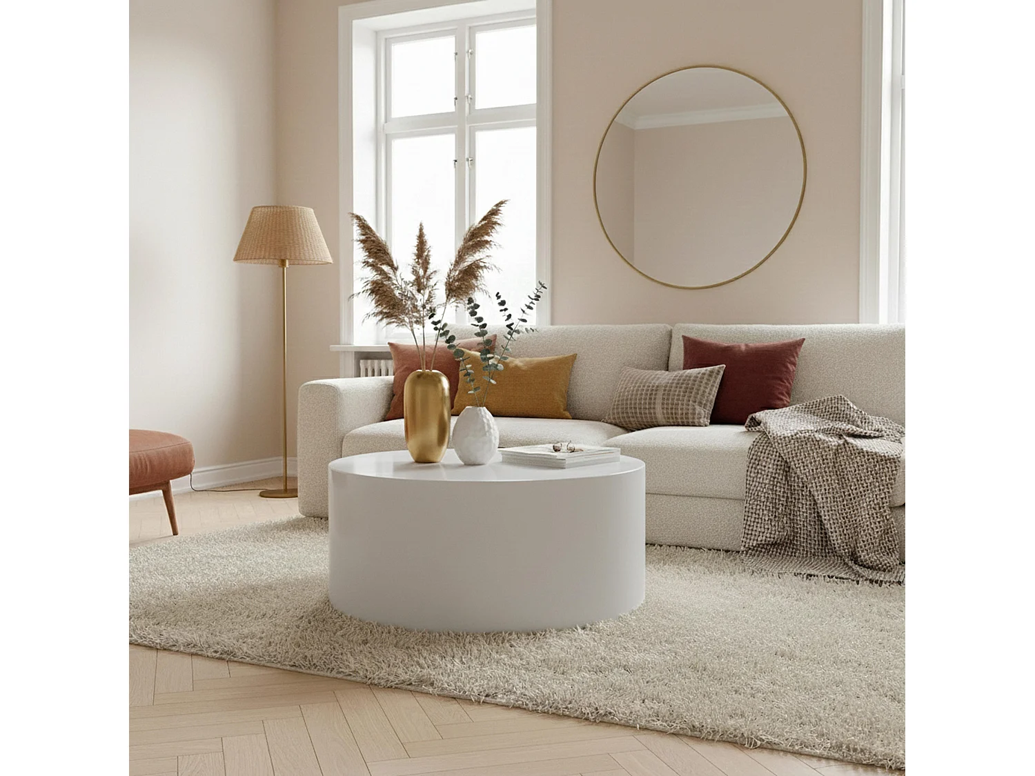 Ronde salontafel 80 cm in wit gelakt MDF