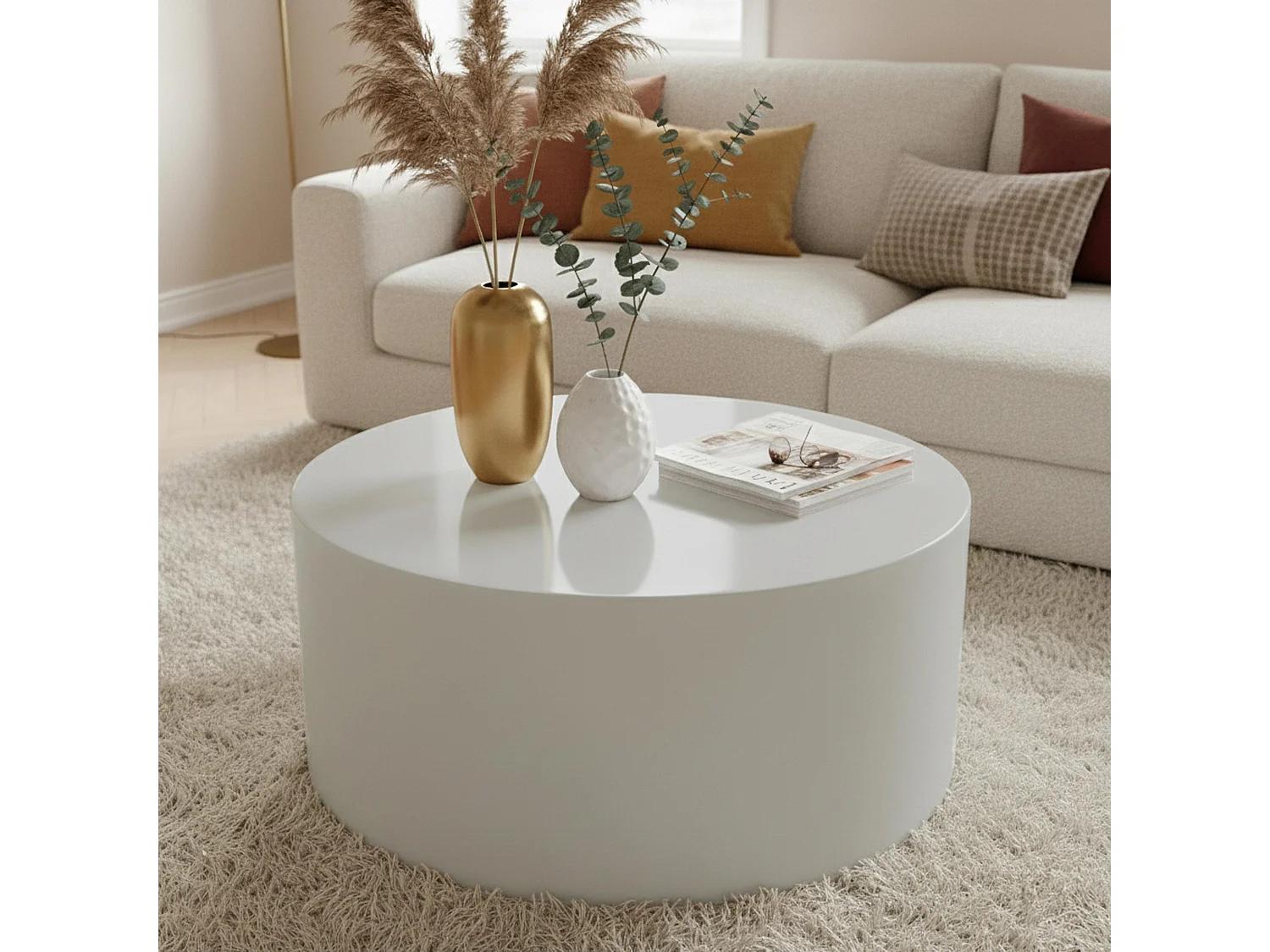 Ronde salontafel 80 cm in wit gelakt MDF