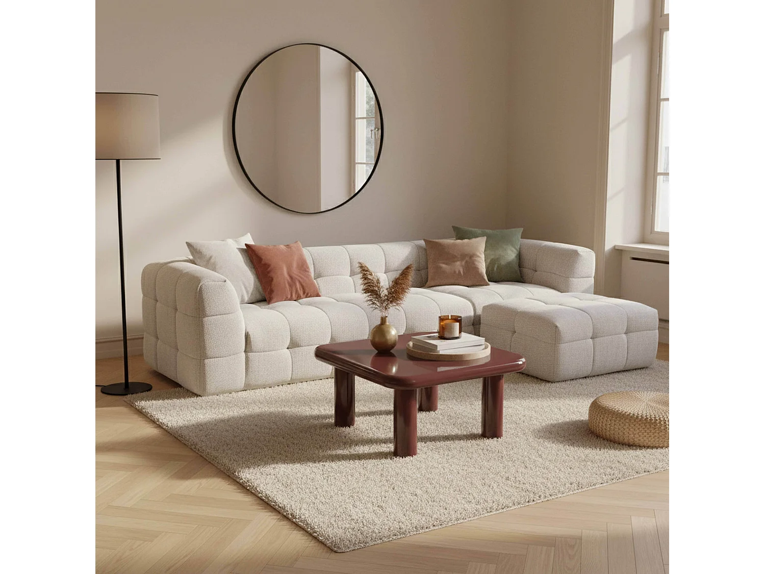 Vierkante salontafel 75 cm in bordeauxrood gelakt MDF