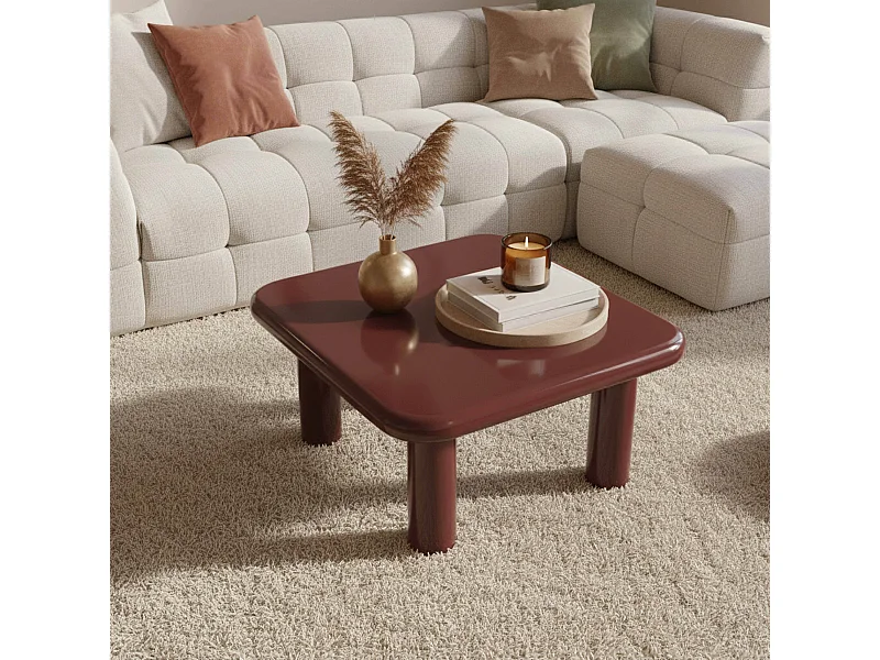Vierkante salontafel 75 cm in bordeauxrood gelakt MDF