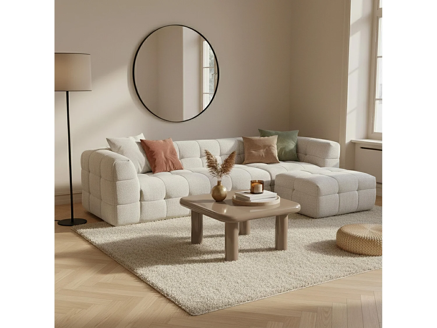 Vierkante salontafel 75 cm in taupe gelakt MDF