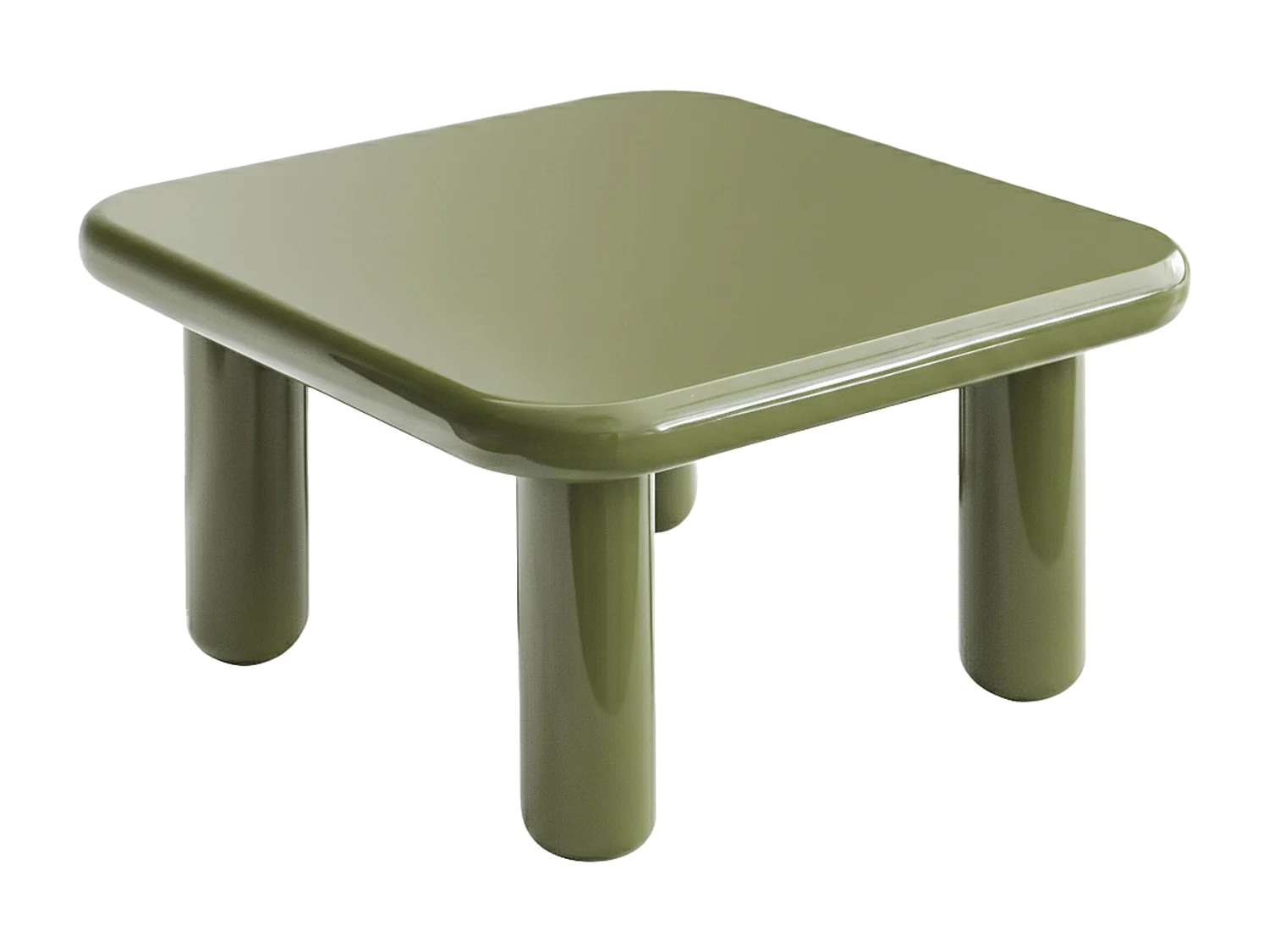 Vierkante salontafel 75 cm in olijfgroen gelakt MDF