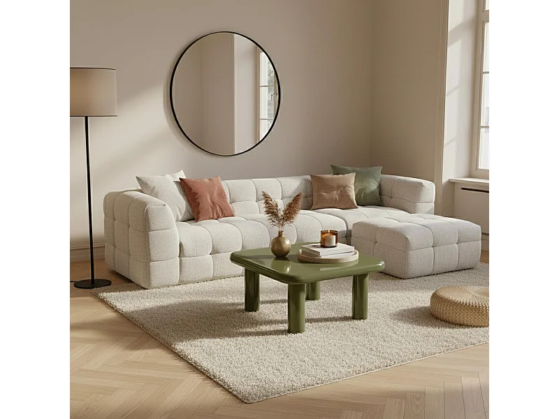 Vierkante salontafel 75 cm in olijfgroen gelakt MDF