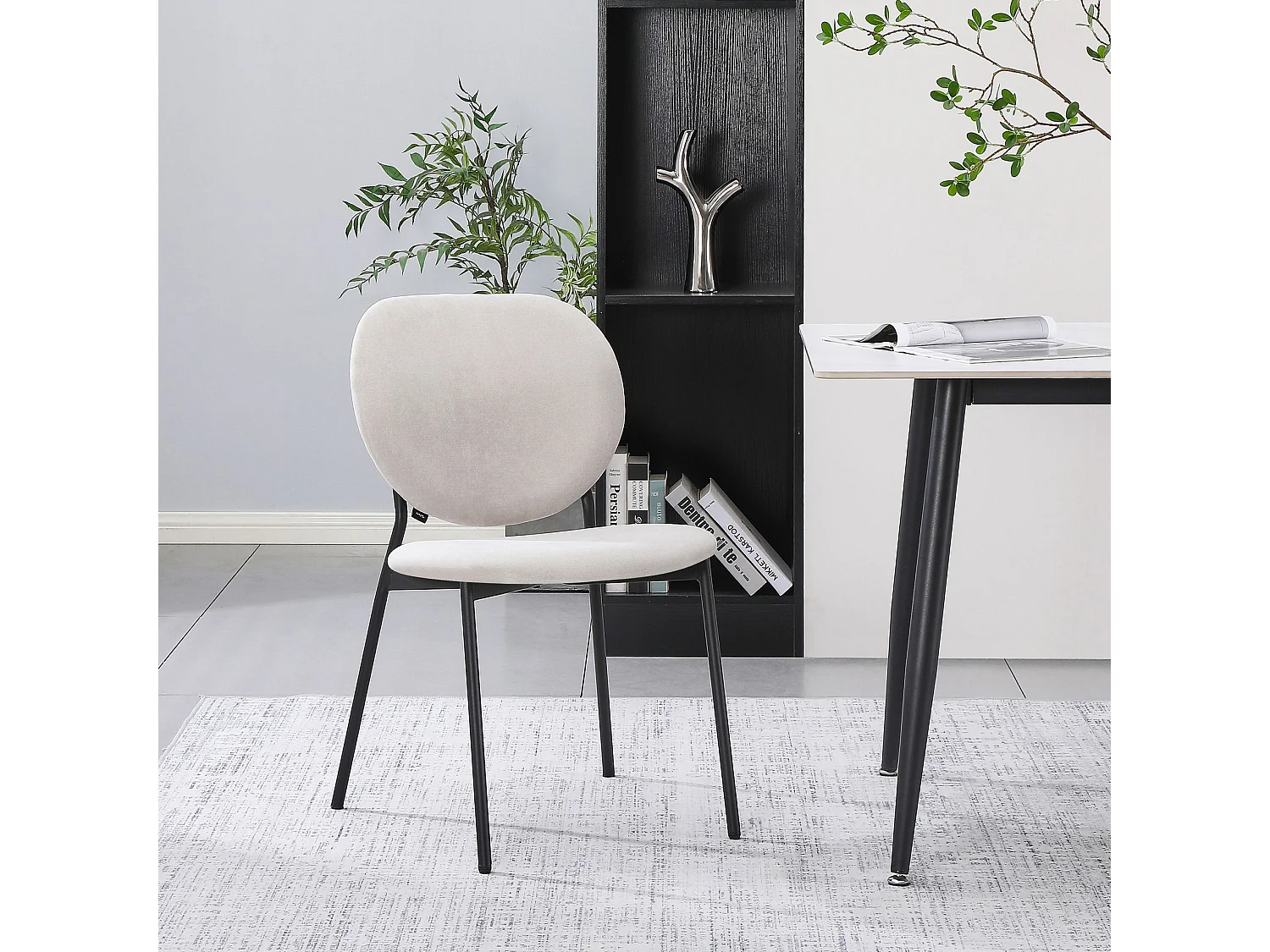 Silla de comedor acolchada – Chenilla hidrofóbica greige – BROCTALM