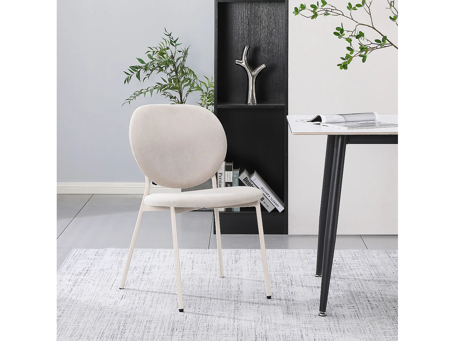 Polsterstuhl mit hydrophober Chenille – Hellbeige – BROCTALM