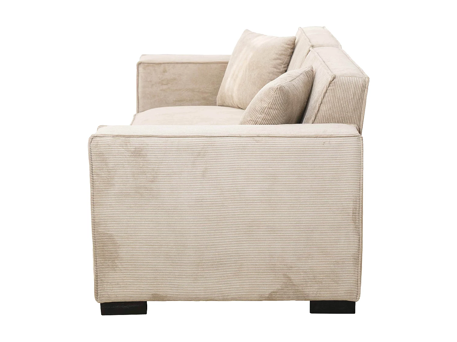 Canapé droit en velours côtelé 2 places écru L 180 cm