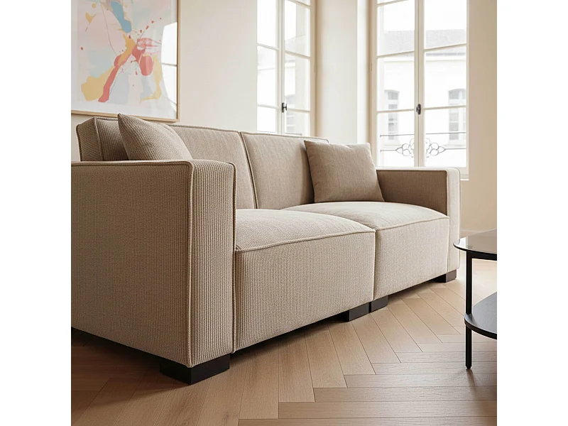 Rechte 2-zits corduroy bank, taupe, 180 cm breed