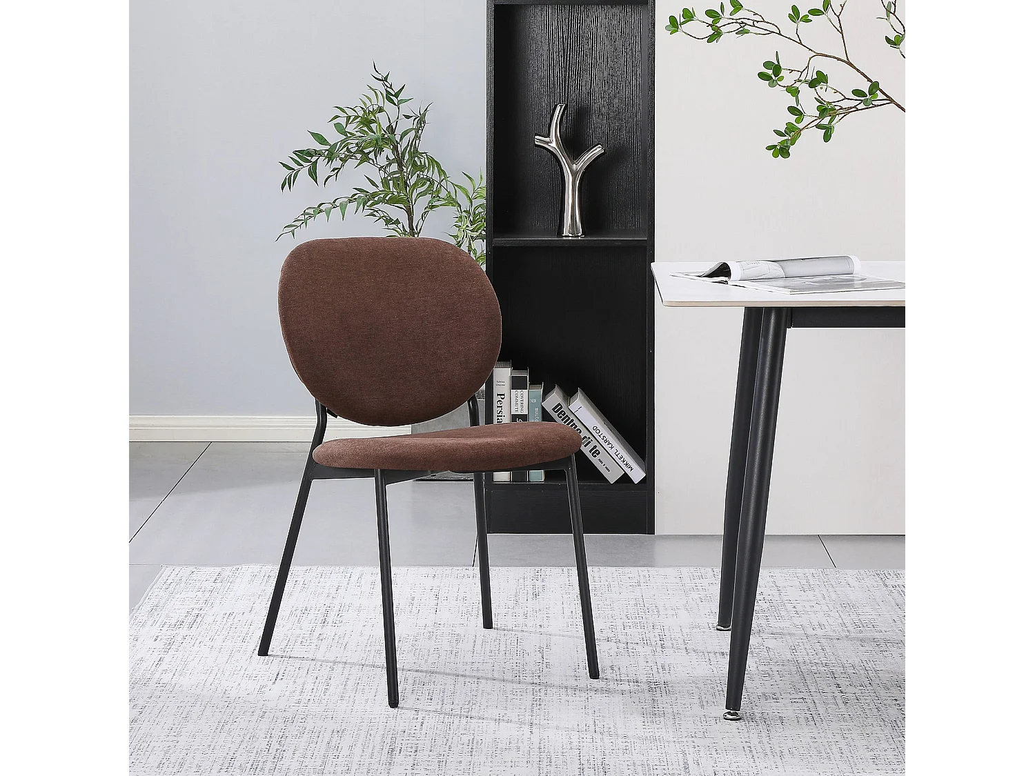 Silla de comedor acolchada – Chenilla hidrofóbica marrón oscuro – BROCTALM