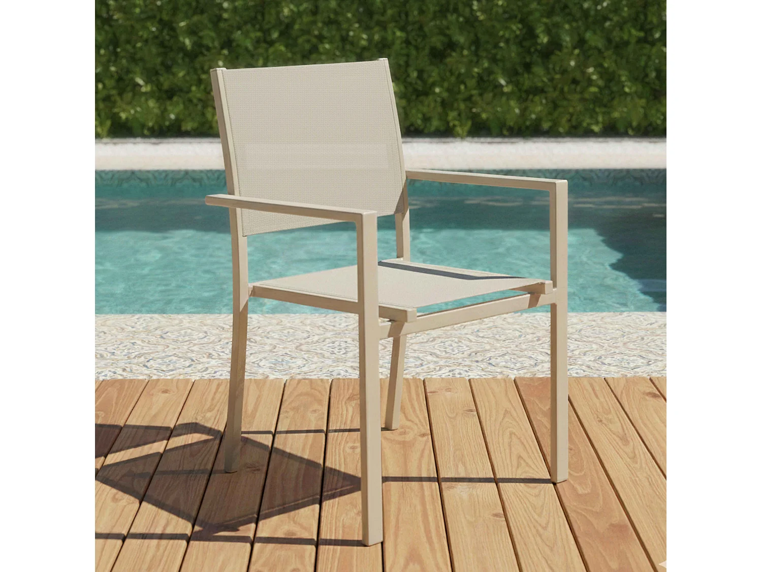 Fauteuil de jardin aluminium et textilène crème
