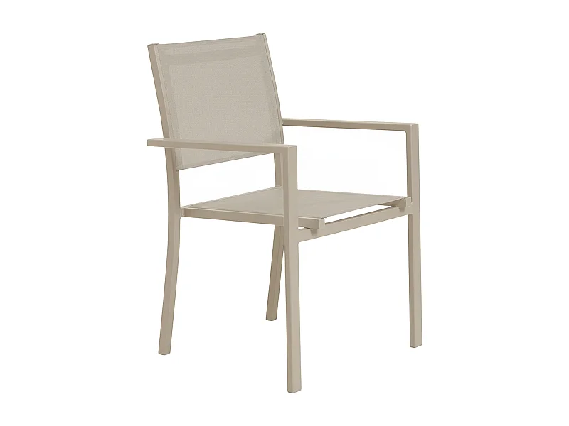 Fauteuil de jardin aluminium et textilène crème