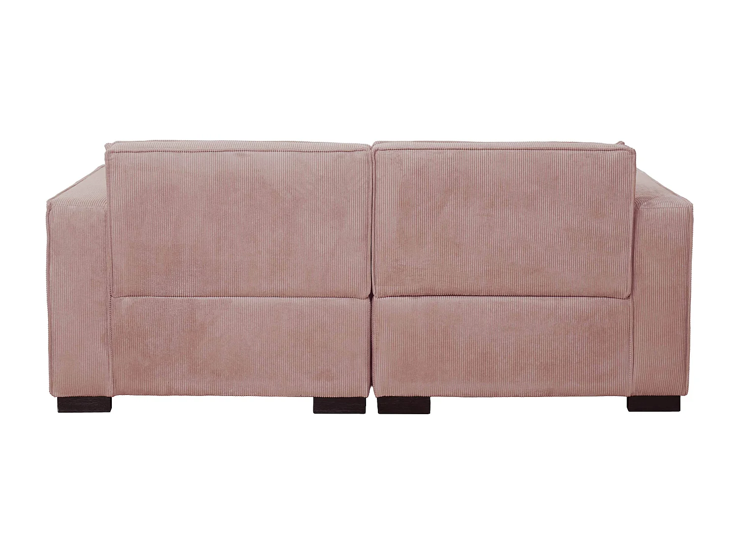 Canapé droit en velours côtelé 2 places rose L 180 cm