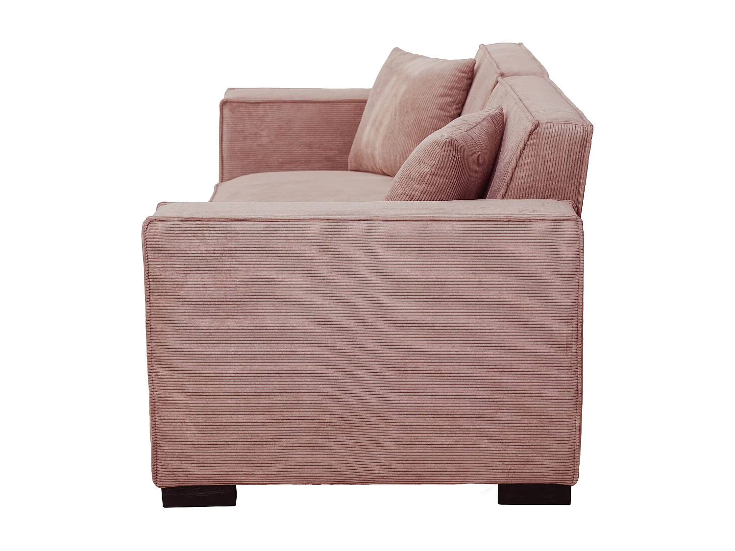 Canapé droit en velours côtelé 2 places rose L 180 cm