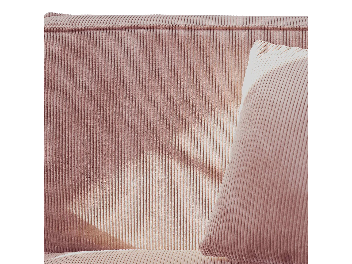 Canapé droit en velours côtelé 2 places rose L 180 cm