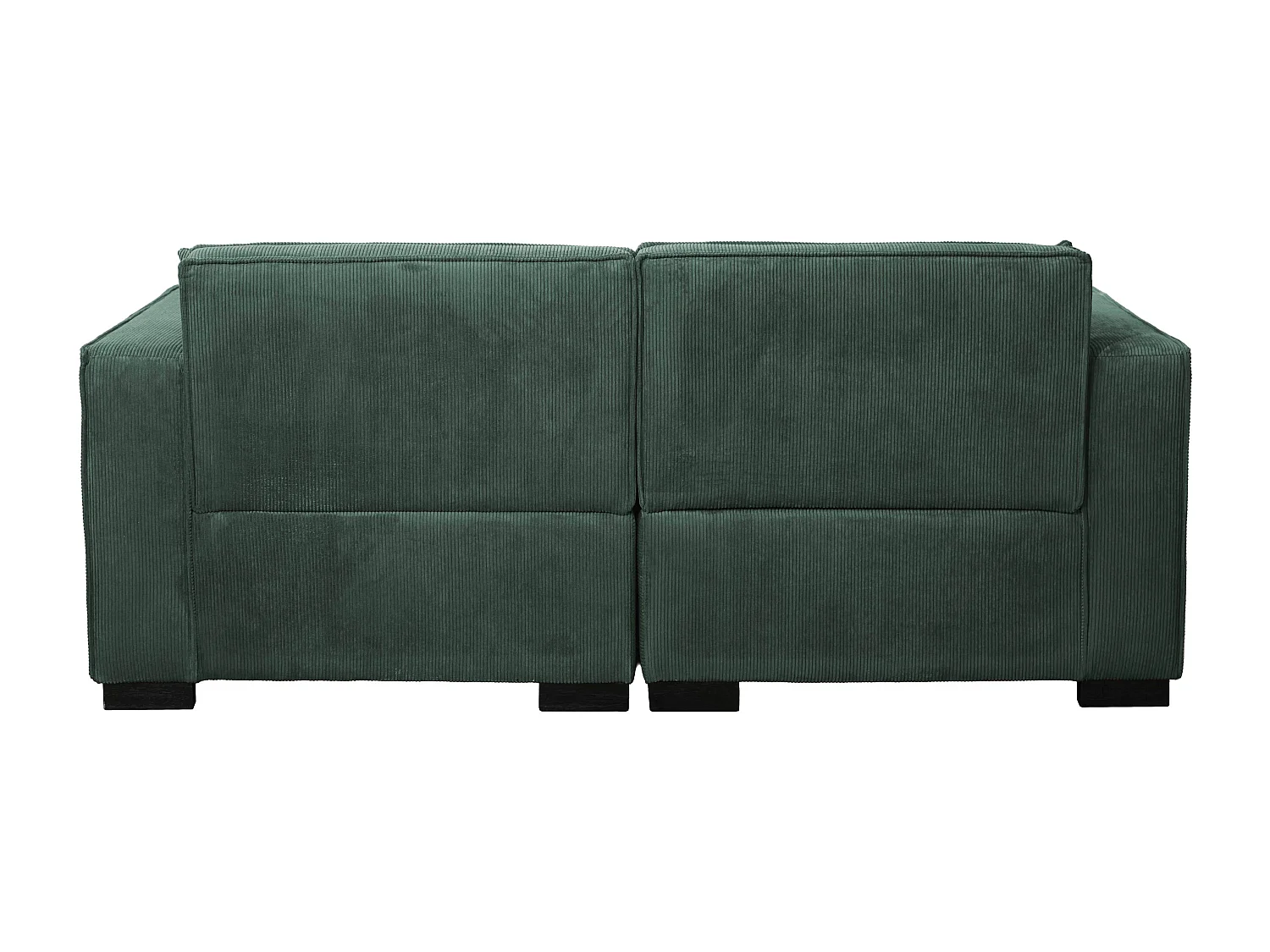 Canapé droit en velours côtelé 2 places vert foncé L 180 cm