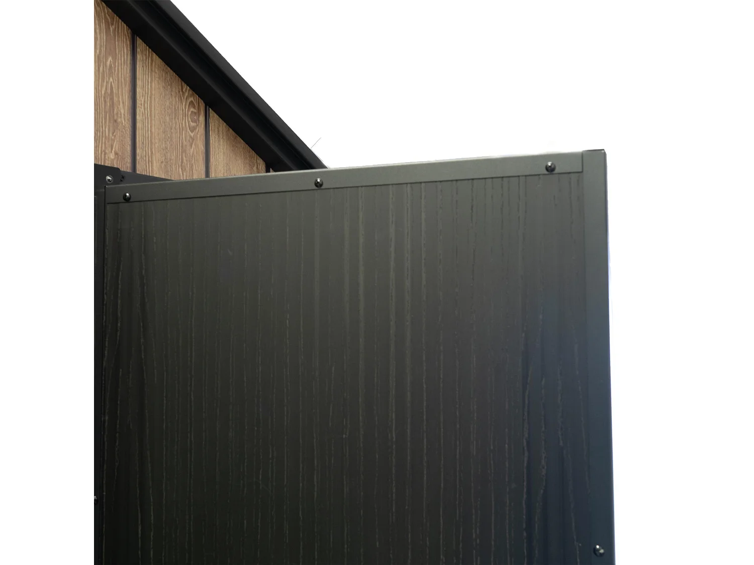 Hoggar – Abri de jardin en résine 6,41 m² Oak O60 – Sol – Fenêtre – Effet bois premium – Double porte large – Protection UV et imperméable – Fermeture avec loquet