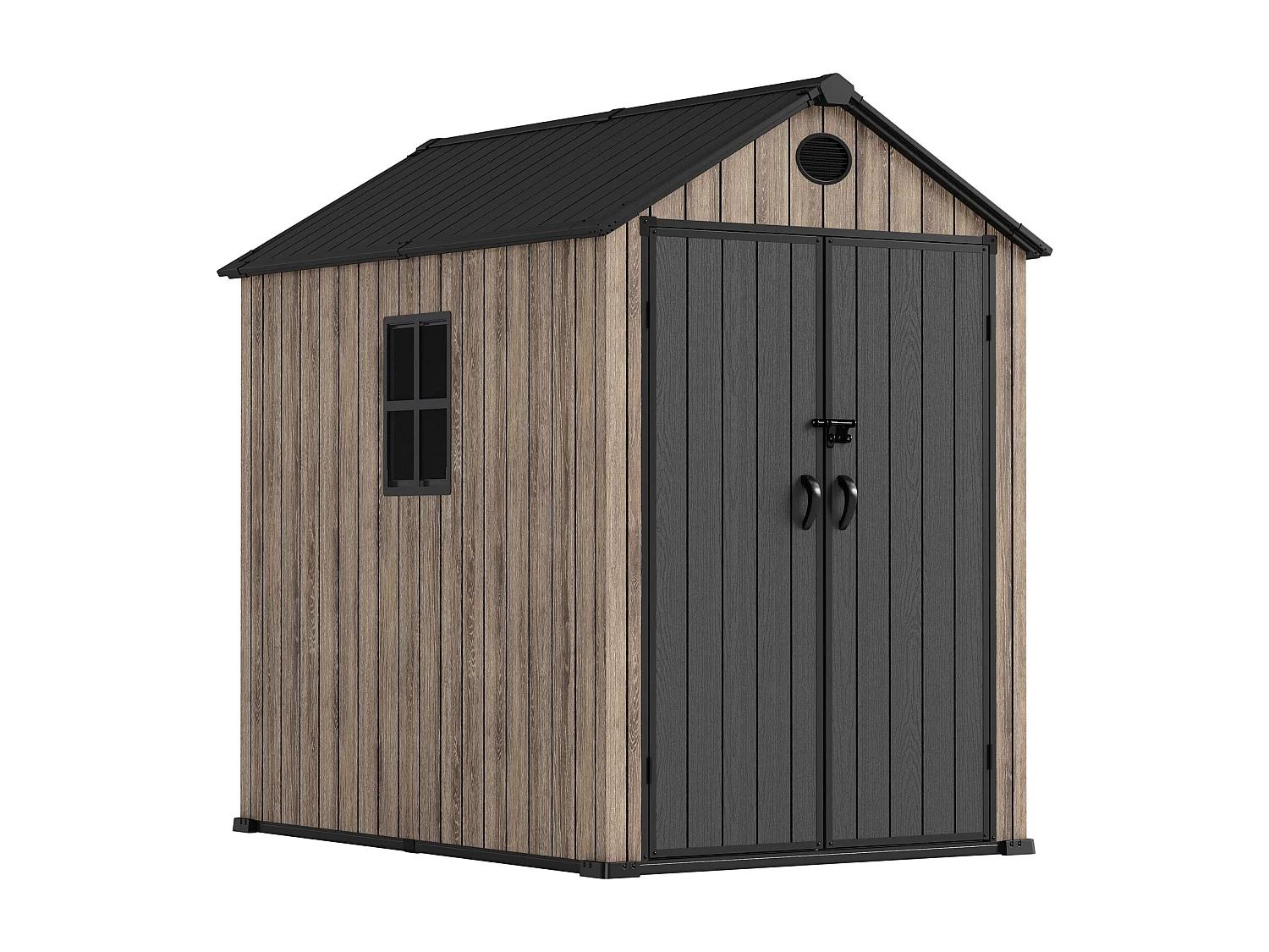 Casetta da giardino in resina 3,62 m² Oak O40 – Pavimento incluso – Finestra laterale – Effetto legno premium – Doppia porta ampia