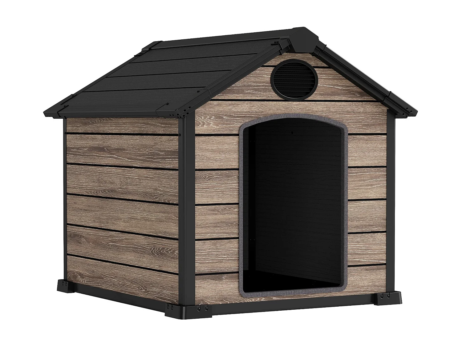 Cuccia per cani da esterno Oak O10 – 102x115x100 cm – Pavimento incluso – 2 prese d’aria di ventilazione – Effetto legno premium