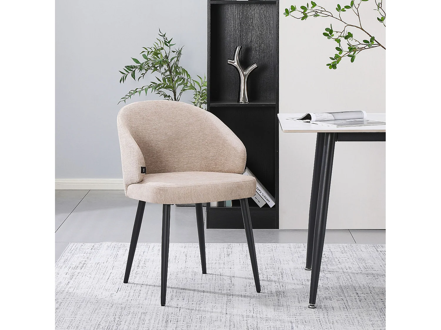 Stoel – comfortabele bekleding – gevlochten stof – donkerbeige – ATIBLLE