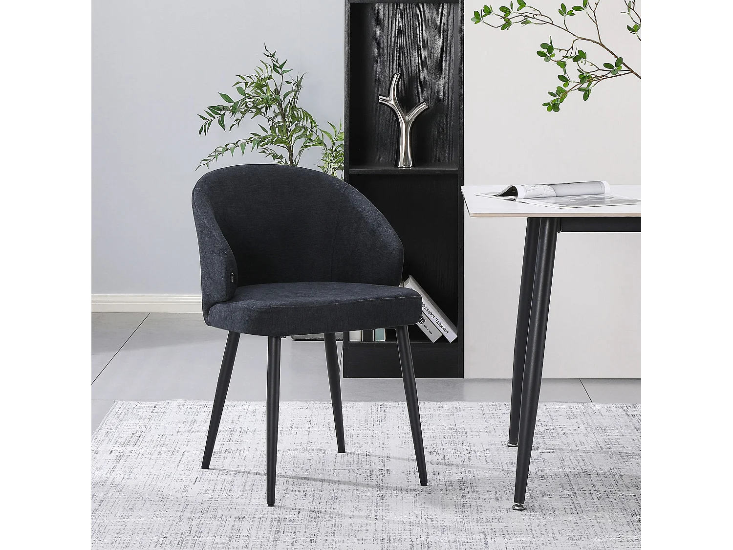 Stoel – comfortabele bekleding – gevlochten stof – grafietgrijs – ATIBLLE