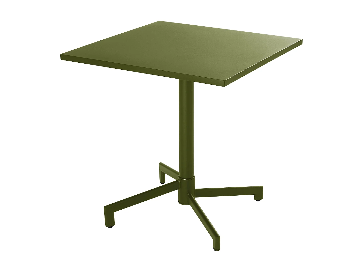 Ensemble table 70 cm et 2 fauteuils de jardin en métal vert kaki - Palavas