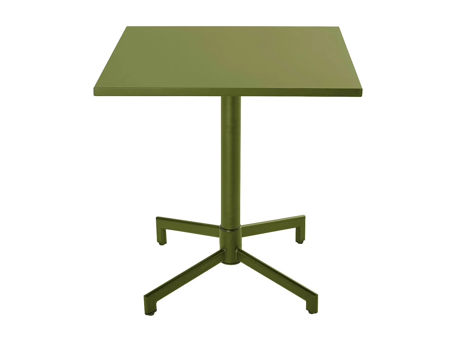 Ensemble table 70 cm et 2 fauteuils de jardin en métal vert kaki - Palavas