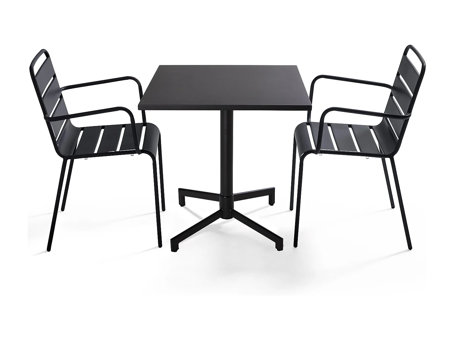 70 cm metalen tuintafel en 2 stoelen in grijs