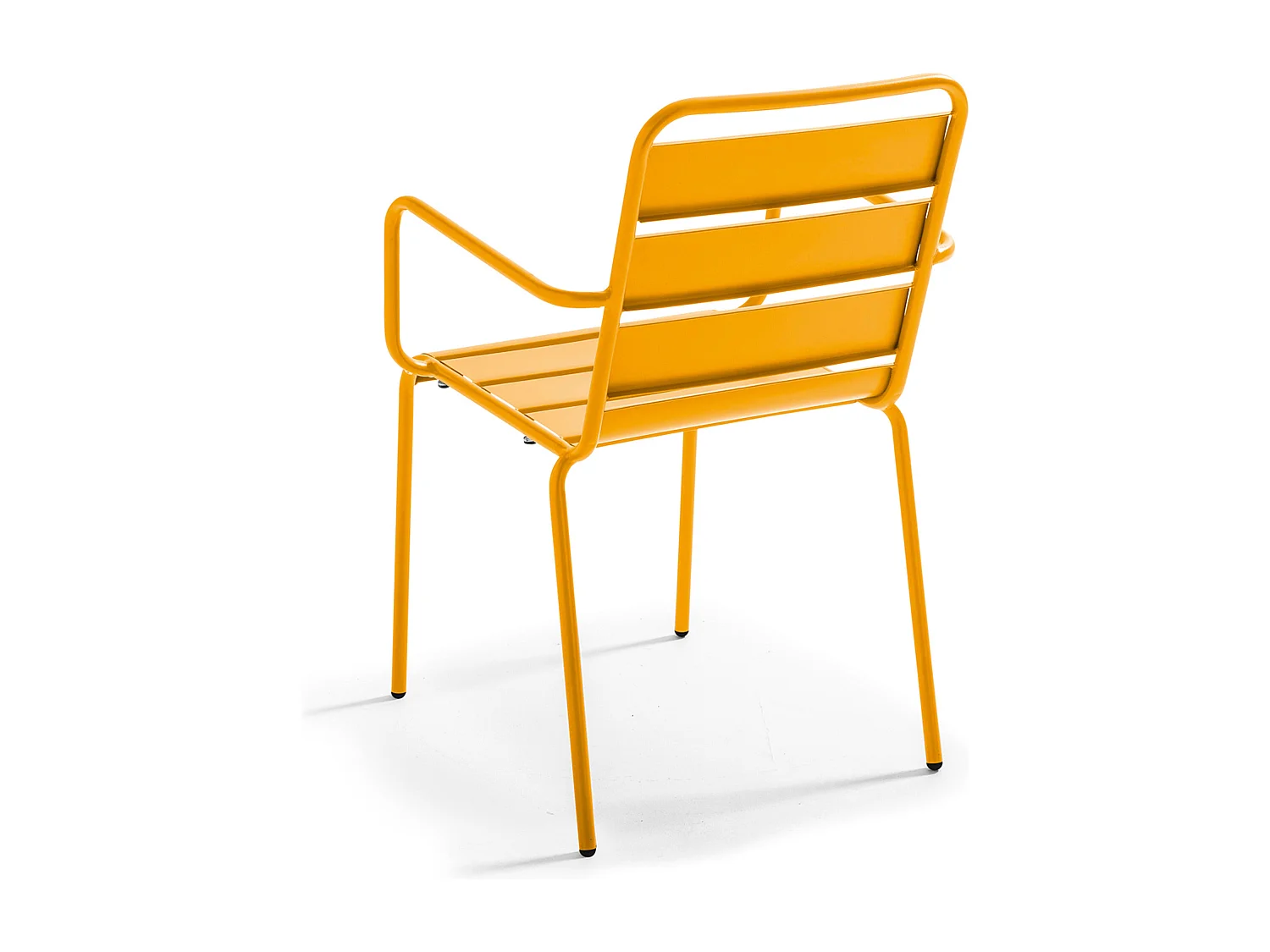 Ensemble table de jardin et 2 fauteuils en métal jaune - Palavas