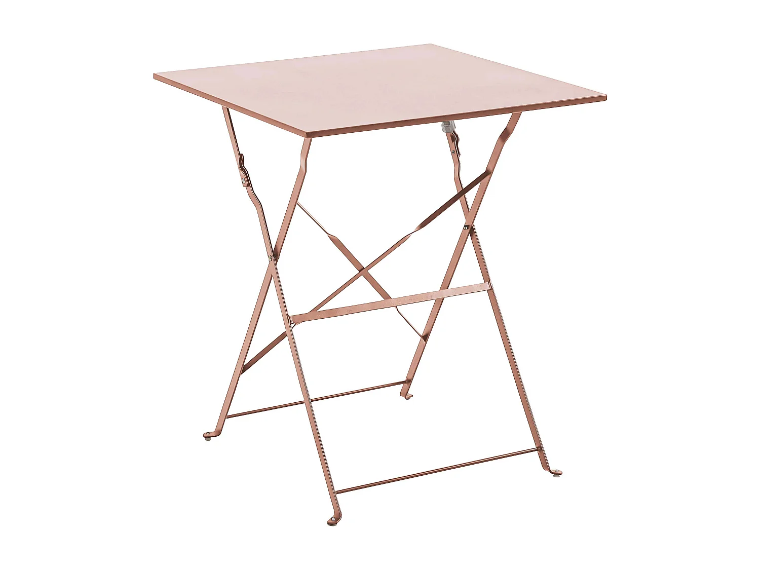 Table de jardin pliante bistrot en acier rose poudré