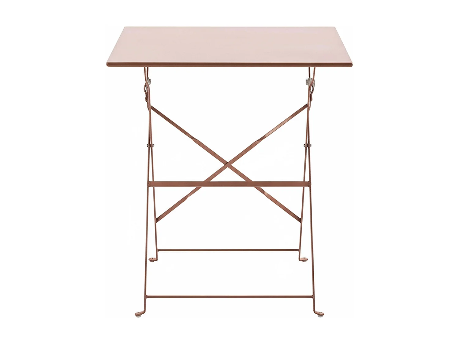 Table de jardin pliante bistrot en acier rose poudré