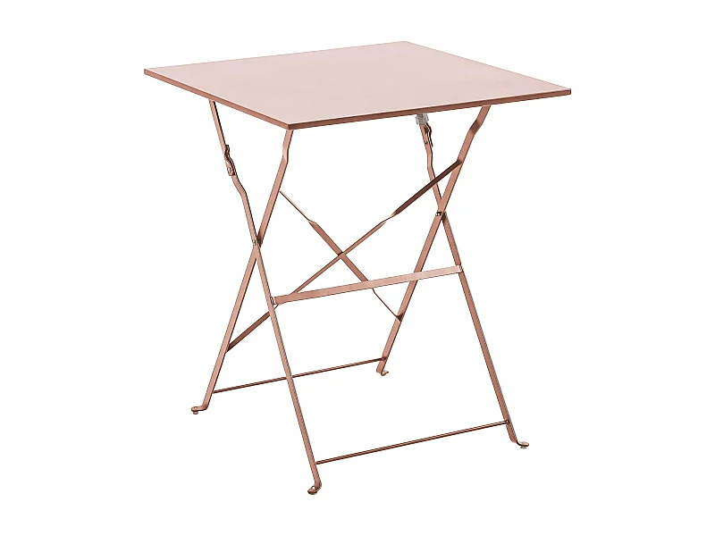 Table de jardin pliante bistrot en acier rose poudré