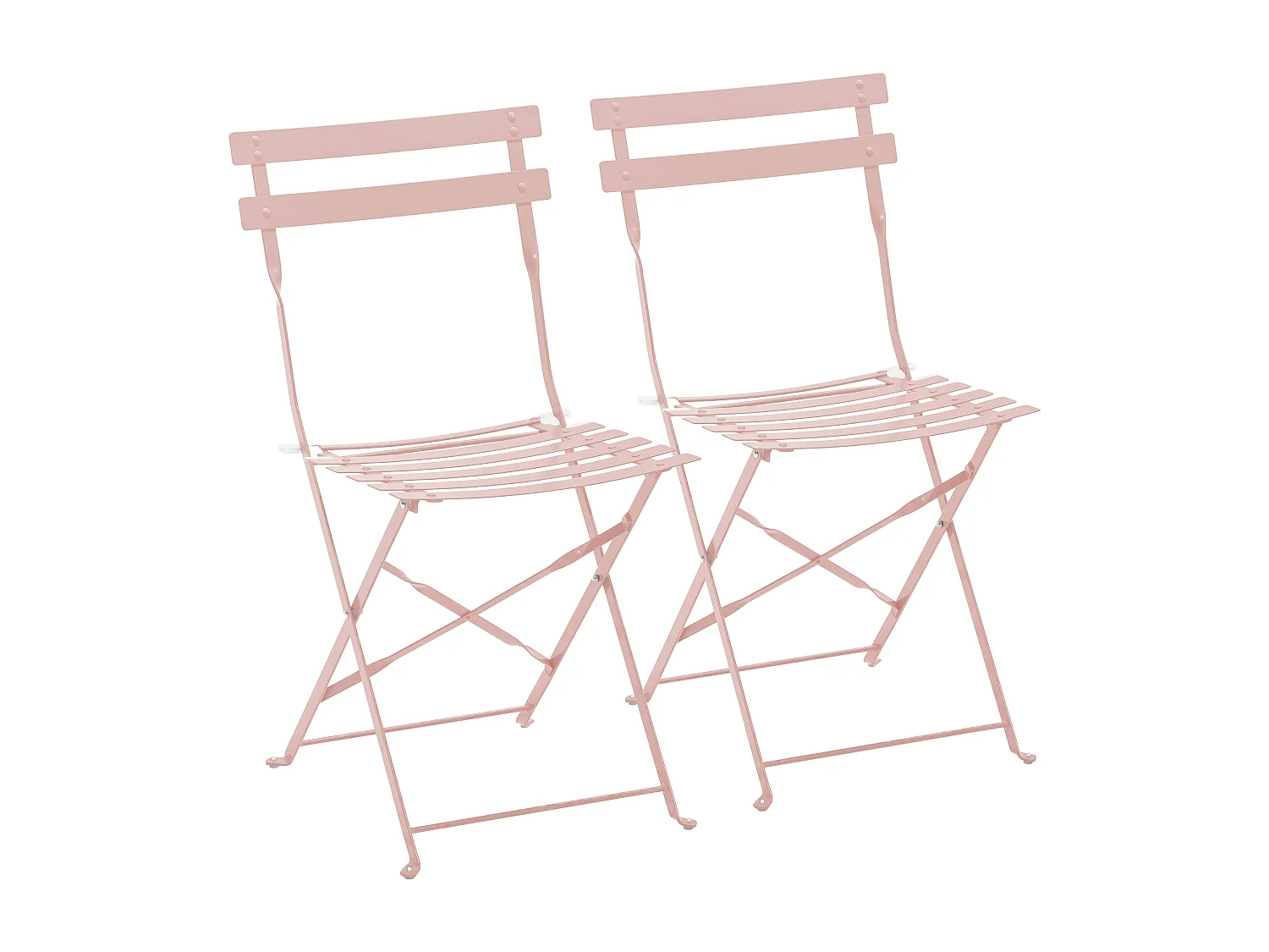 Lot de 2 chaises pliantes en acier rose poudré