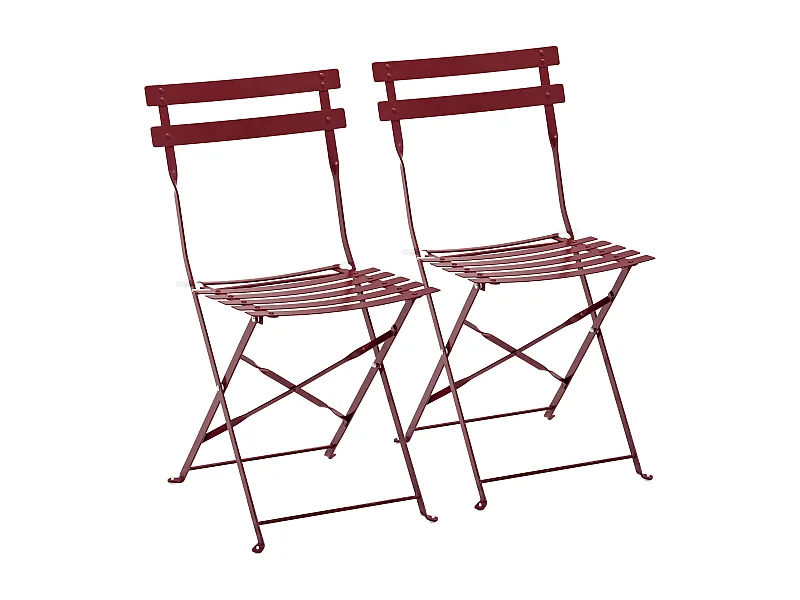 Lot de 2 chaises pliantes en acier pourpre