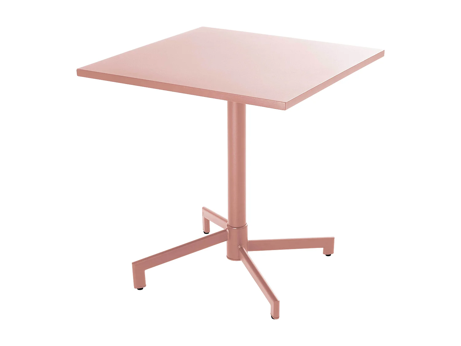 Ensemble table 70 cm et 2 chaises de jardin en métal rose poudré - Palavas
