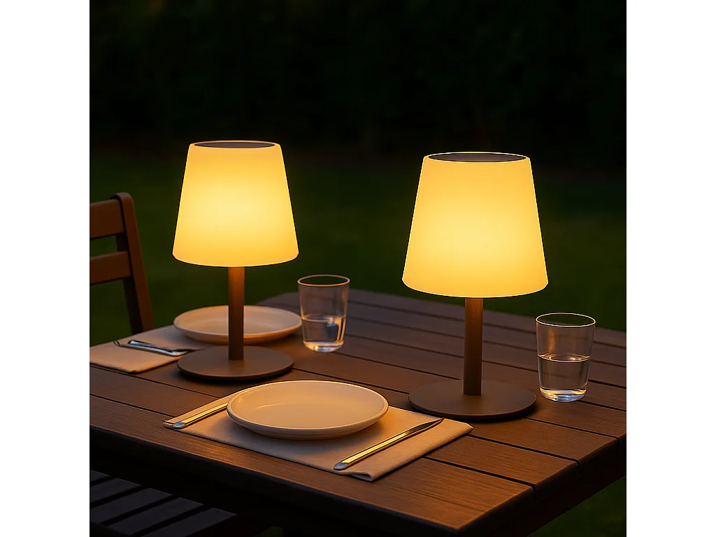 Lampe de table solaire STANDY TINY Blanc Acier H25cm