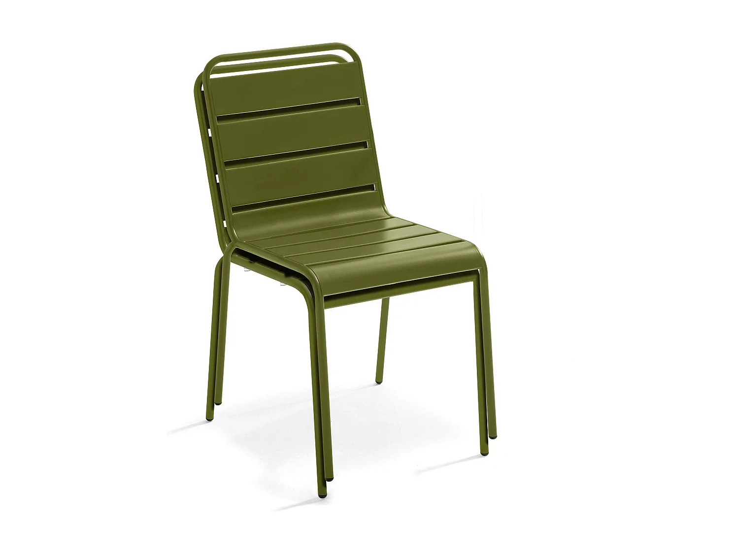 Ensemble table de jardin et 2 chaises en métal vert kaki - Palavas