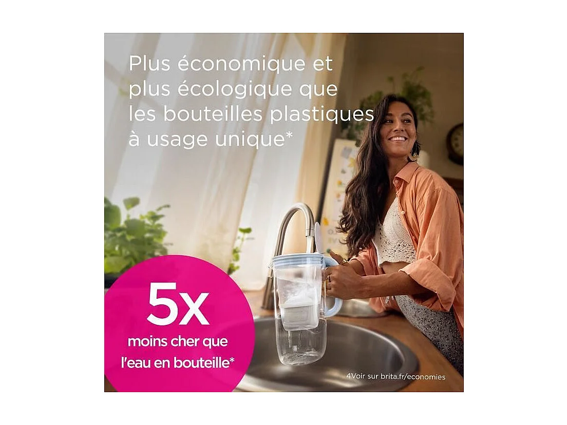 Carafe filtrante BRITA - Style Essential Sable - Capacité 2,4L dont 1,4L d'eau filtrée - 2 filtres Maxtra Pro Expert anti-tart